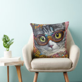 眼鏡付き猫 クッション (椅子)