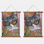 眼鏡付き猫 吊り下げ型タペストリー (ダブル)