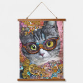 眼鏡付き猫 吊り下げ型タペストリー (正面2)
