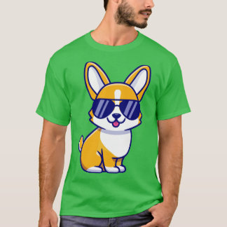 眼鏡付クールきコルギ犬 Tシャツ