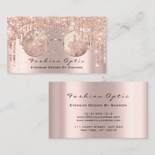 眼鏡光学式眼鏡検査バラ金ゴールド 名刺 (正面/裏面)