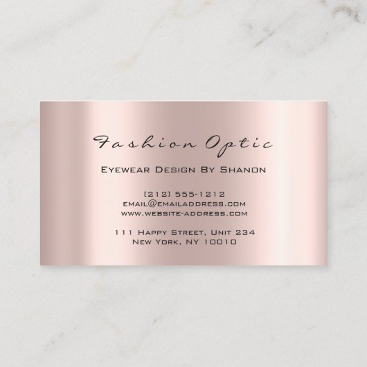 眼鏡光学式眼鏡検査バラ金ゴールド 名刺 (裏面)