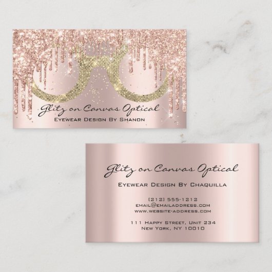 眼鏡光学式眼鏡検査バラ金ゴールド 名刺 (正面/裏面)