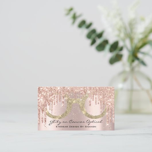 眼鏡光学式眼鏡検査バラ金ゴールド 名刺 (スタンド正面)