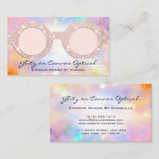 眼鏡光学式眼鏡自筆法 名刺 (正面/裏面)