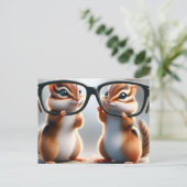 眼鏡医師付きチップマンクス ポストカード (スタンド正面)