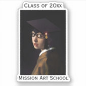 眼鏡卒業の少女 シール (正面)