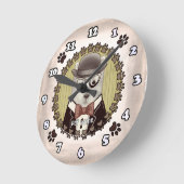 眼鏡時計を着たウェスト・ハイランド・テリア ラウンド壁時計 (傾斜)