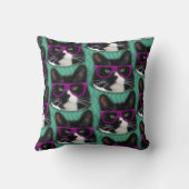 眼鏡柄のタキシード猫おもしろい クッション (裏面)