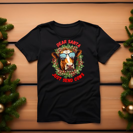 眼鏡熱狂するカウクリスマスリース Tシャツ