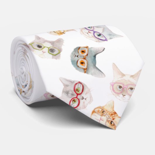 眼鏡猫(cat with glasses/gato com oculos) ネクタイ (ロール)