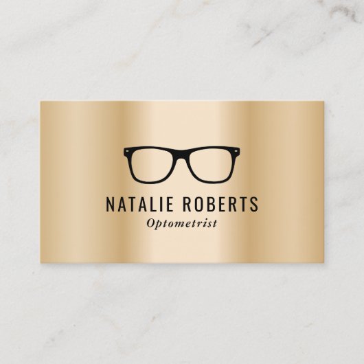 眼鏡用眼鏡モダン金ゴールド金属 名刺 (正面)