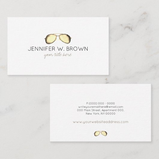 眼鏡眼鏡アビエーターサングラス 名刺 (正面/裏面)