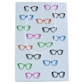 眼鏡眼鏡カラフルアートパターンソフトブルー ミディアムペーパーバッグ (正面)