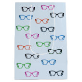 眼鏡眼鏡カラフルアートパターンソフトブルー ミディアムペーパーバッグ (裏面)