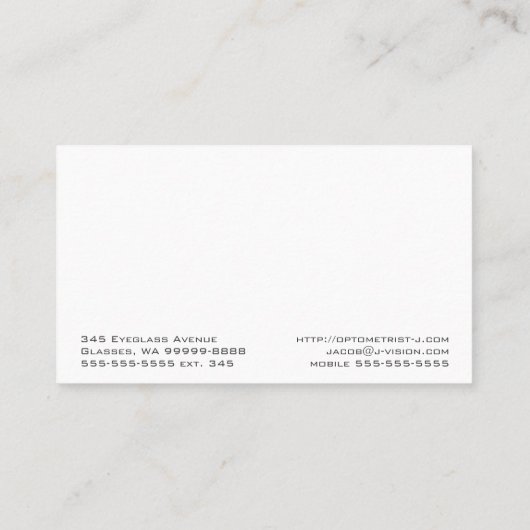 眼鏡眼鏡眼鏡検眼視モダン 名刺 (裏面)