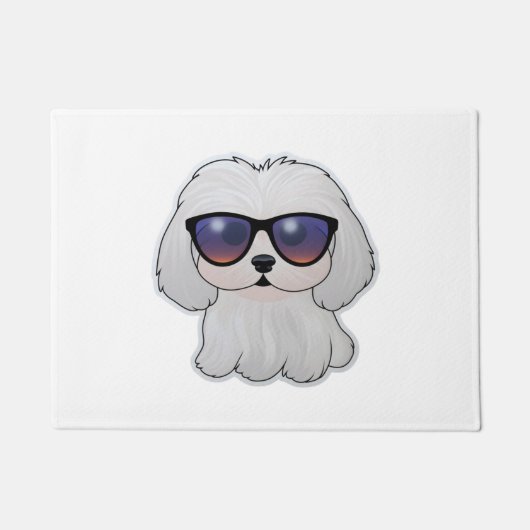 眼鏡間抜けマルチーズクラシックTシャツ ドアマット (正面)