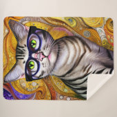 眼鏡頭が切れるをかけている可愛い猫 シェルパブランケット (正面(横))