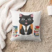 眼鏡頭が切れる入り黒猫 – カおもしろいートゥー クッション (ブランケット)