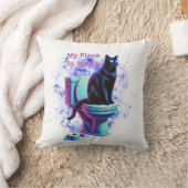 眼鏡頭が切れる入り黒猫 – カおもしろいートゥー クッション (ブランケット)