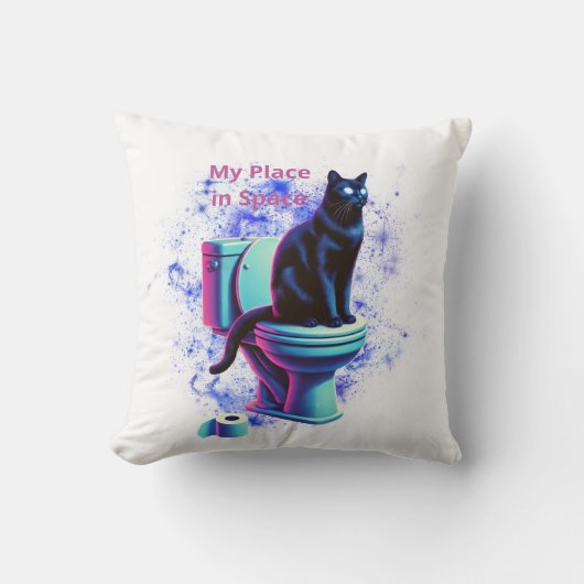 眼鏡頭が切れる入り黒猫 – カおもしろいートゥー クッション (正面)