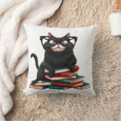 眼鏡頭が切れる入り黒猫 – カおもしろいートゥー クッション (ブランケット)