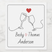眼鏡2個、ハート1個 ワインラベル (シングルラベル)