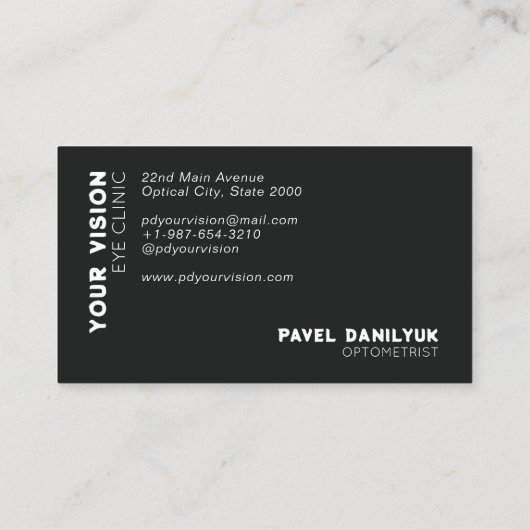 眼鏡、テストチャート眼科医ブラック&ホワイト 名刺 (裏面)