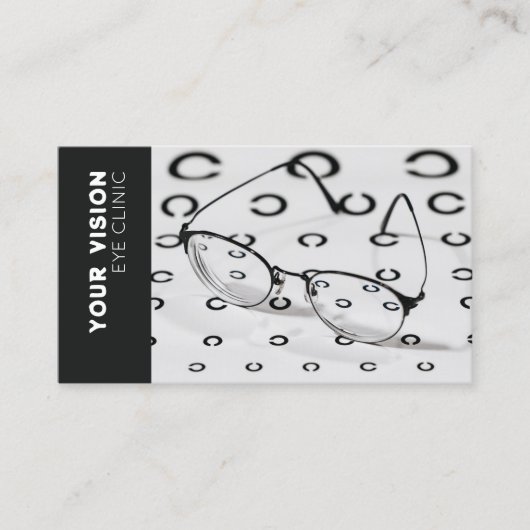 眼鏡、テストチャート眼科医ブラック&ホワイト 名刺 (正面)