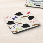 眼鏡、帽子、口ひげ コースター (左側)