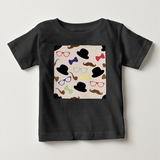 眼鏡、帽子、口ひげ ベビーTシャツ (正面)