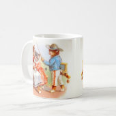 着ビクトリアン物の猫の家族 コーヒーマグカップ (正面左)