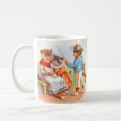 着ビクトリアン物の猫の家族 コーヒーマグカップ (左)