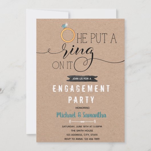 着信音を鳴らす婚約の招待 招待状 (正面)