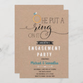 着信音を鳴らす婚約の招待 招待状 (正面/裏面)