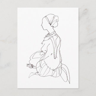 着席した女性のはがき ポストカード