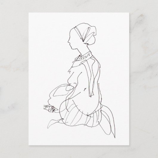着席した女性のはがき ポストカード (正面)