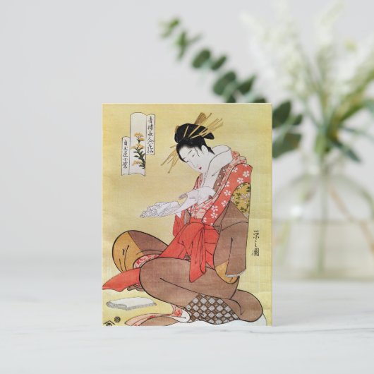 着席した女読性 ポストカード (スタンド正面)