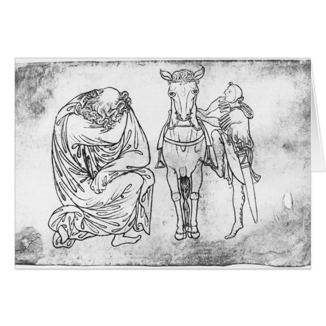 着席する人彼の馬を取付けている騎士 (正面横)