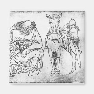 着席する人彼の馬を取付けている騎士 マグネット