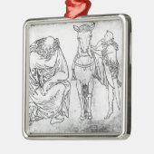 着席する人彼の馬を取付けている騎士 メタルオーナメント (左)