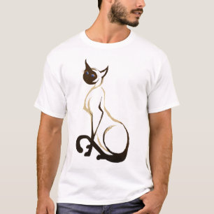 着席のかわいらしいシャム猫のTシャツ Tシャツ