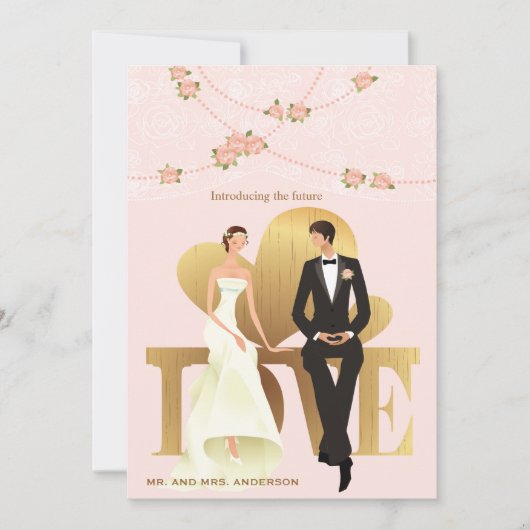 着席のかわいらしい招待状 招待状 (正面)