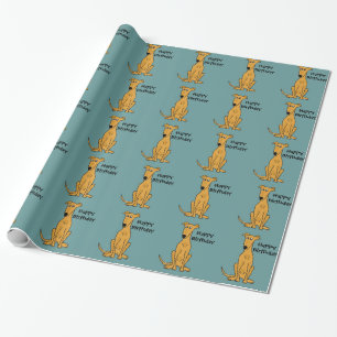 着席のグレイハウンド犬の誕生日Giftwrap ラッピングペーパー