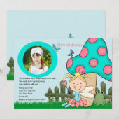 着席の妖精のプリンセスの写真の誕生日の招待状 招待状 (正面/裏面)