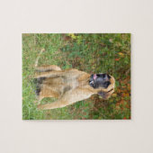 着席の英国のマスティフ犬のパズル ジグソーパズル (横)