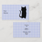 着席の黒猫のシルエット。 淡いブルーの点検 名刺 (正面/裏面)