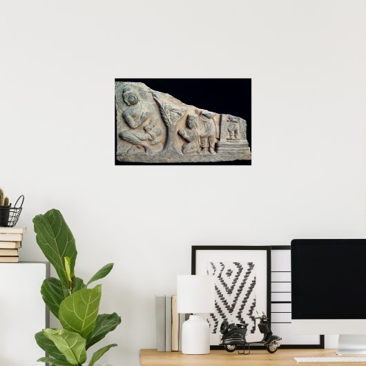 着席を描いたレリーフ、 浮き彫りフリーズの詳細 ポスター (ホームオフィス)