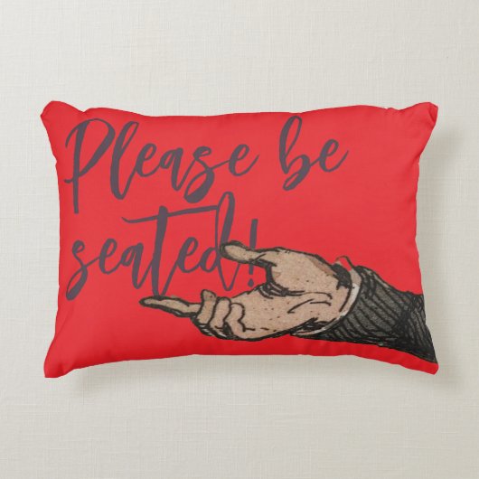着席ヴィンテージイラストレーション手 アクセントクッション (正面)