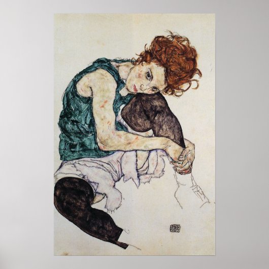 着座女性、Egon Schiele、1917、16W x 24H ポスター (正面)